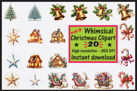 20 Whimsical Christmas Clipart Vol-02