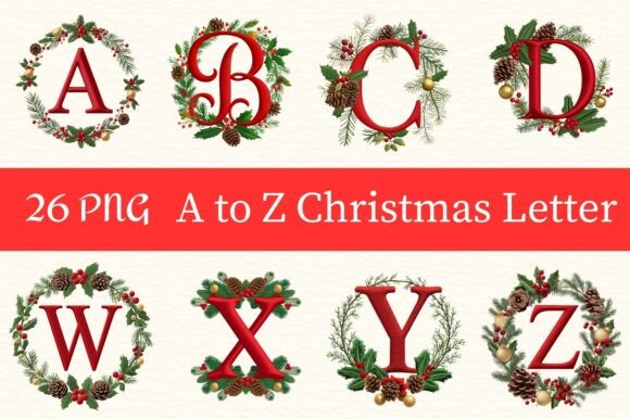A to Z Christmas Letter PNG