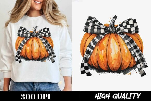 Checkered Bow Pumpkin Fall Pumpkin