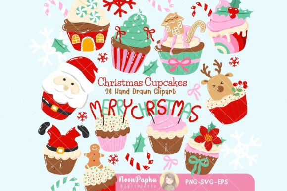 Christmas Cupcakes PNG, Christmas Gifts: A Creative Addition to Your Holiday Designs