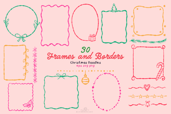 Christmas Frames Borders Line Art