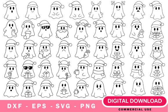 Christmas Ghost SVG Bundle: Spooky-Festive Fun for Crafters and Makers
