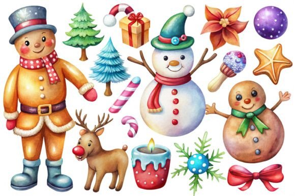 Cute 3D Christmas Clipart Bundle PNG