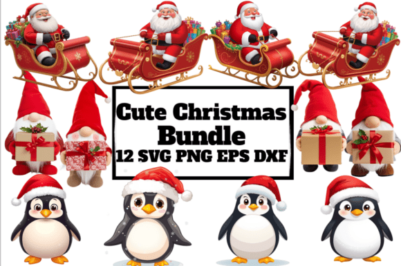 Cute Christmas Bundle 12 SVG PNG EPS DXF