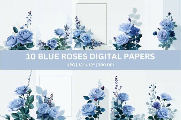 Discover the Timeless Elegance of 10 Dusty Blue Rose Digital Papers