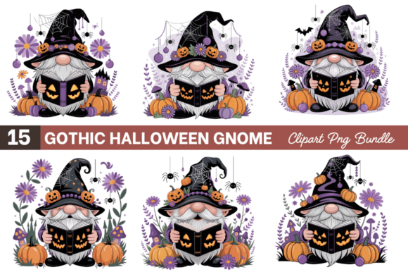 Gothic Halloween Gnome Clipart PNG: A Spooky Addition to Your Digital Design Collection