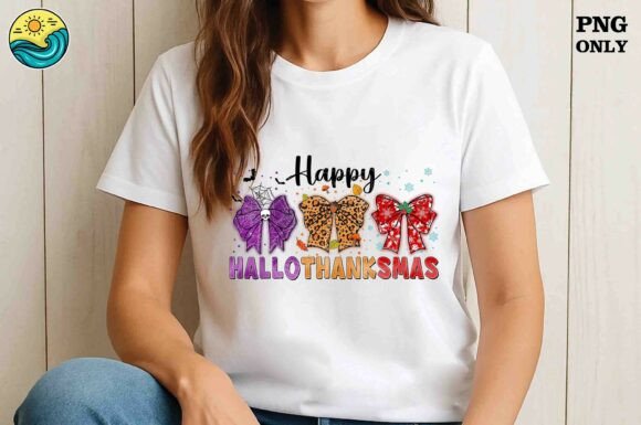 Happy Hallothanksmas PNG Bow Set