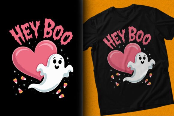 Hey Boo Halloween Heart T-shirt Design: A Unique Addition to Your Creative Projects