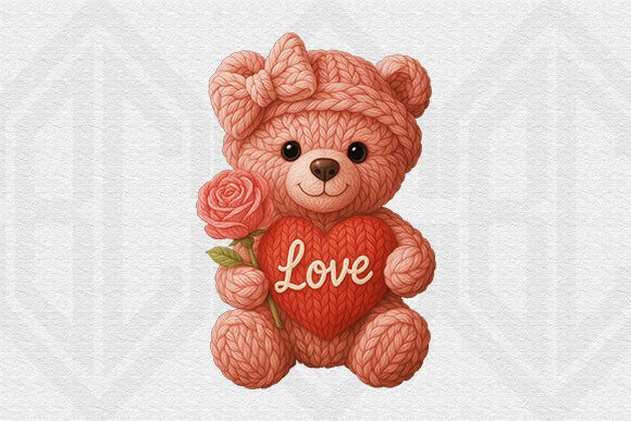 Knitted Love Teddy Bear PNG
