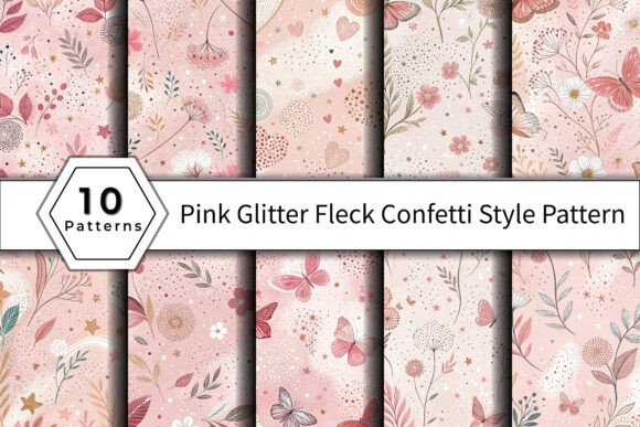 Pink Glitter Fleck Confetti Style