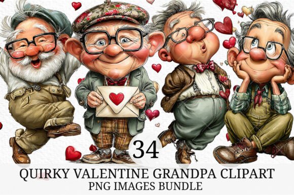 Quirky Valentine Grandpa Clipart