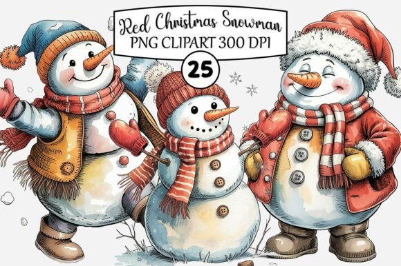Red Christmas Snowman Clipart: A Versatile Holiday Design Resource